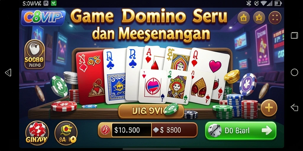 Tampilan gameplay C8VIP dengan keseruan permainan domino.