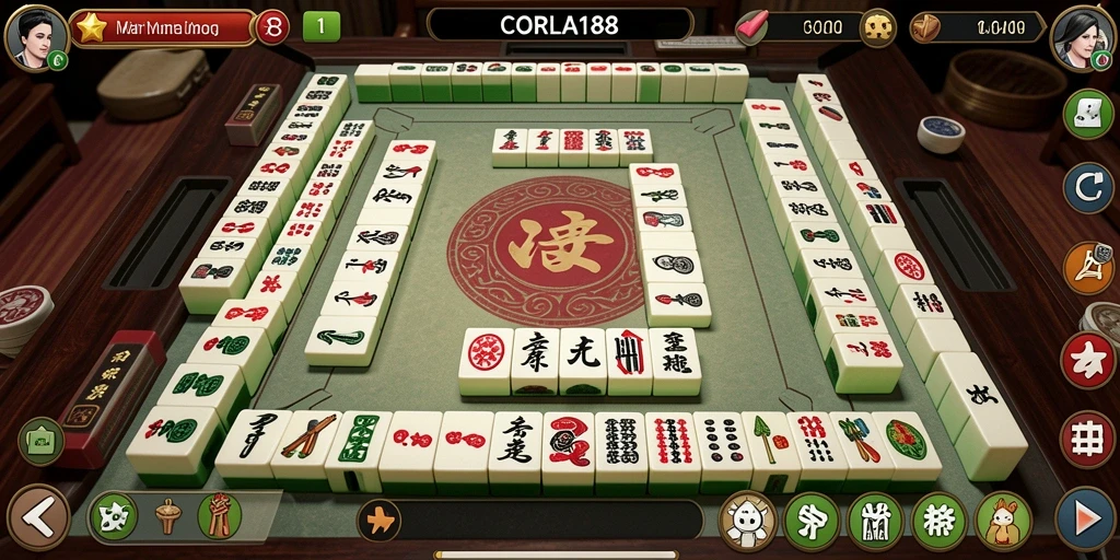 Tampilan gameplay Mahjong dari CORLA188 dengan aksi seru.