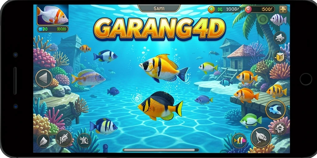 Tangkapan layar utama GARANG4D menampilkan aksi seru menembak ikan.