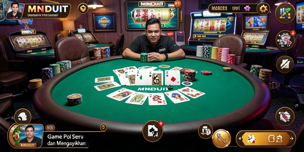 Tampilan gameplay Poker yang menegangkan dan penuh strategi.