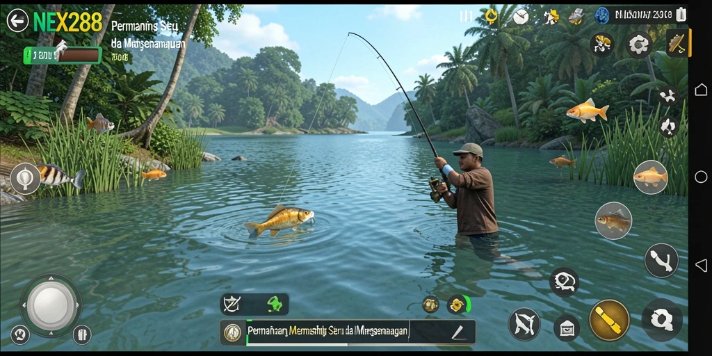 Screenshot gameplay NEX288 menampilkan aksi memancing yang menakjubkan.