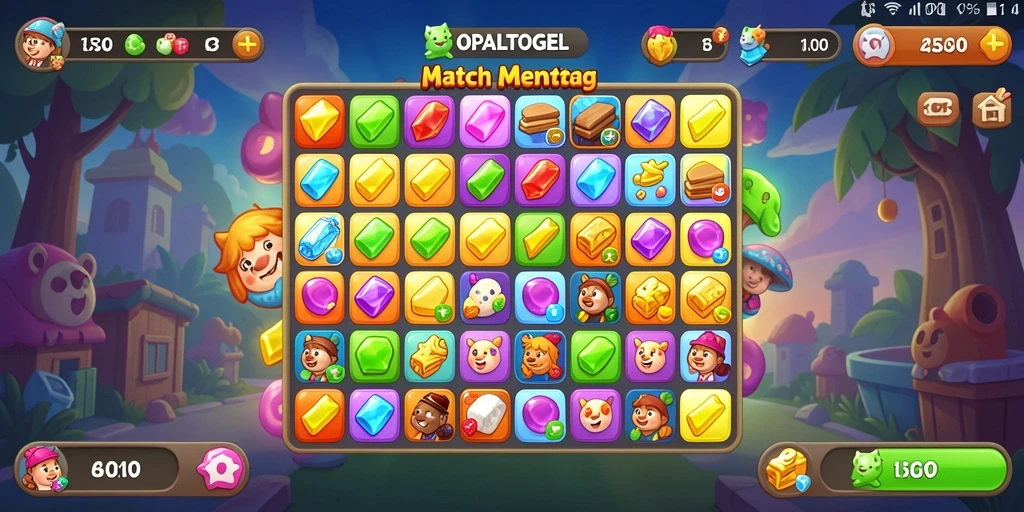 Tampilan gameplay OPALTOGEL dengan elemen Match-3 yang menarik.