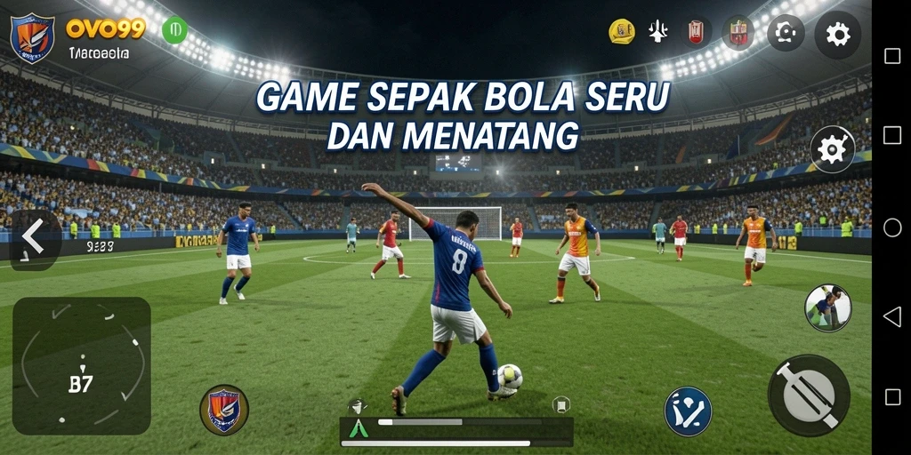 Gameplay seru OVO99 dengan aksi sepak bola yang mendebarkan.
