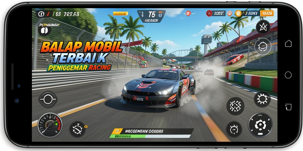 Tampilan gameplay balap yang mendebarkan dan penuh aksi dari T6.
